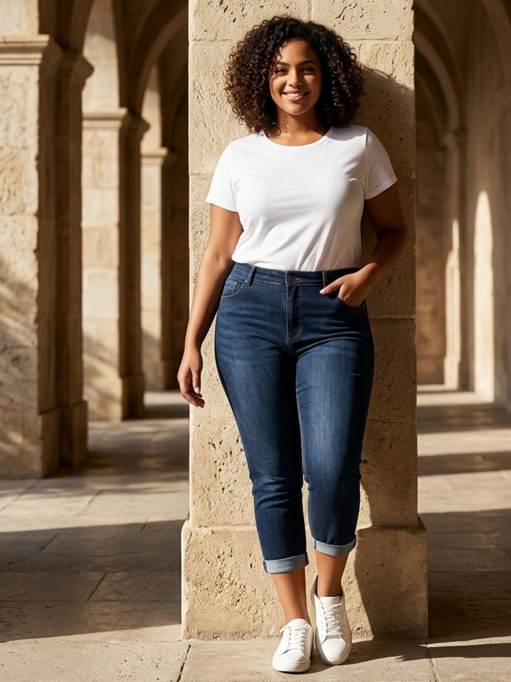 NWT BloomChic Plus Size Dark Wash Cropped Blue Jeans Rolled Cuff - Size 16